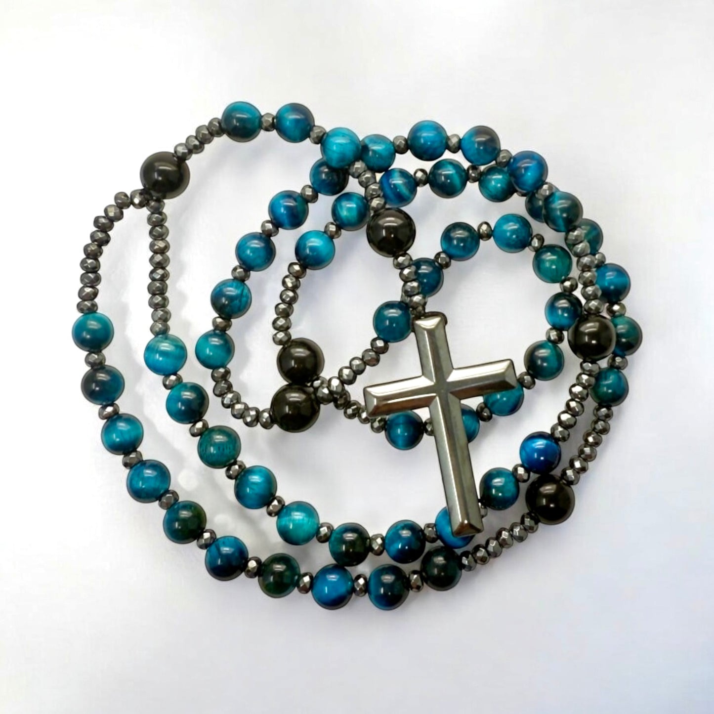 Blue Tiger Eye & Onyx Rosary