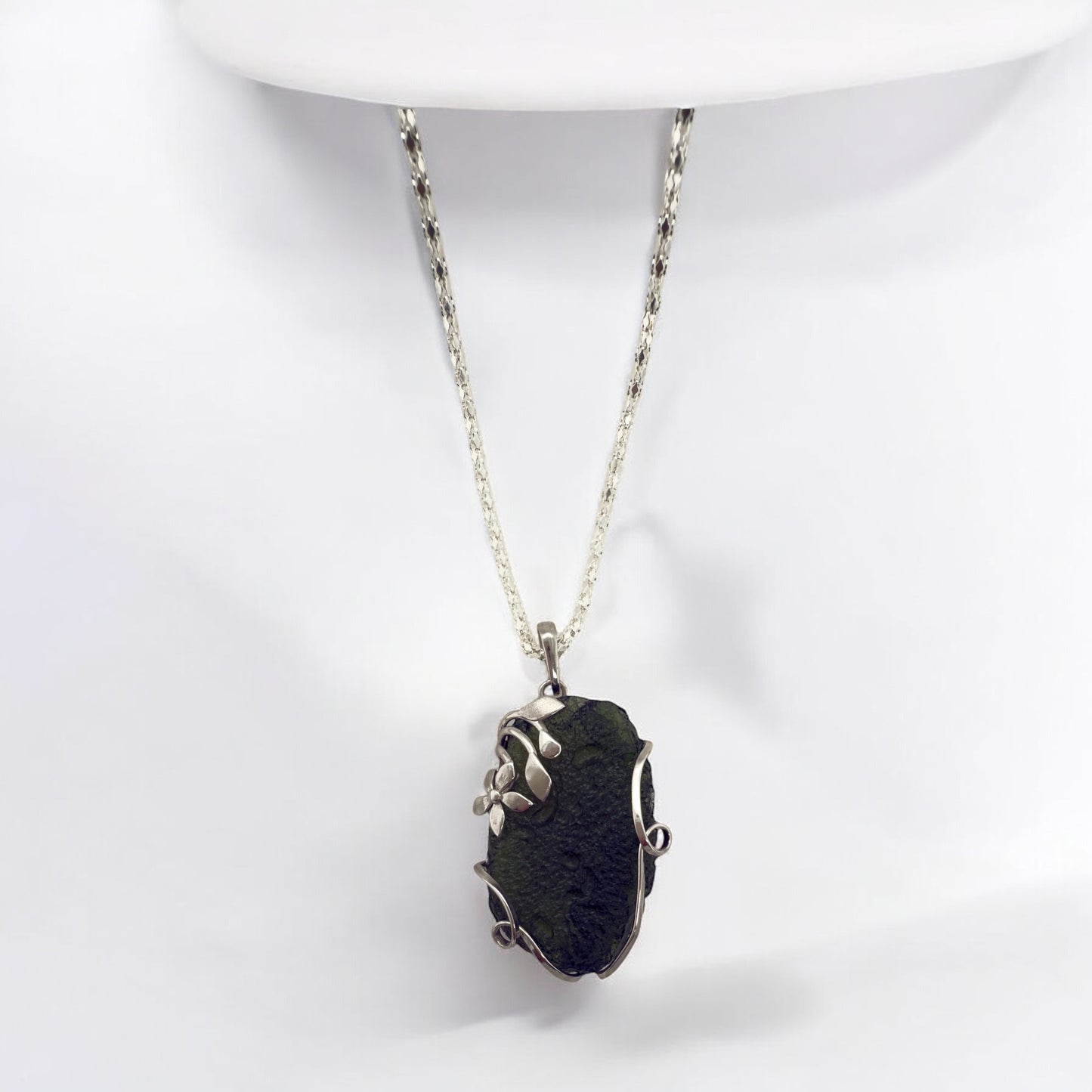 Natural Moldavite Pendant 925 Sterling Silver