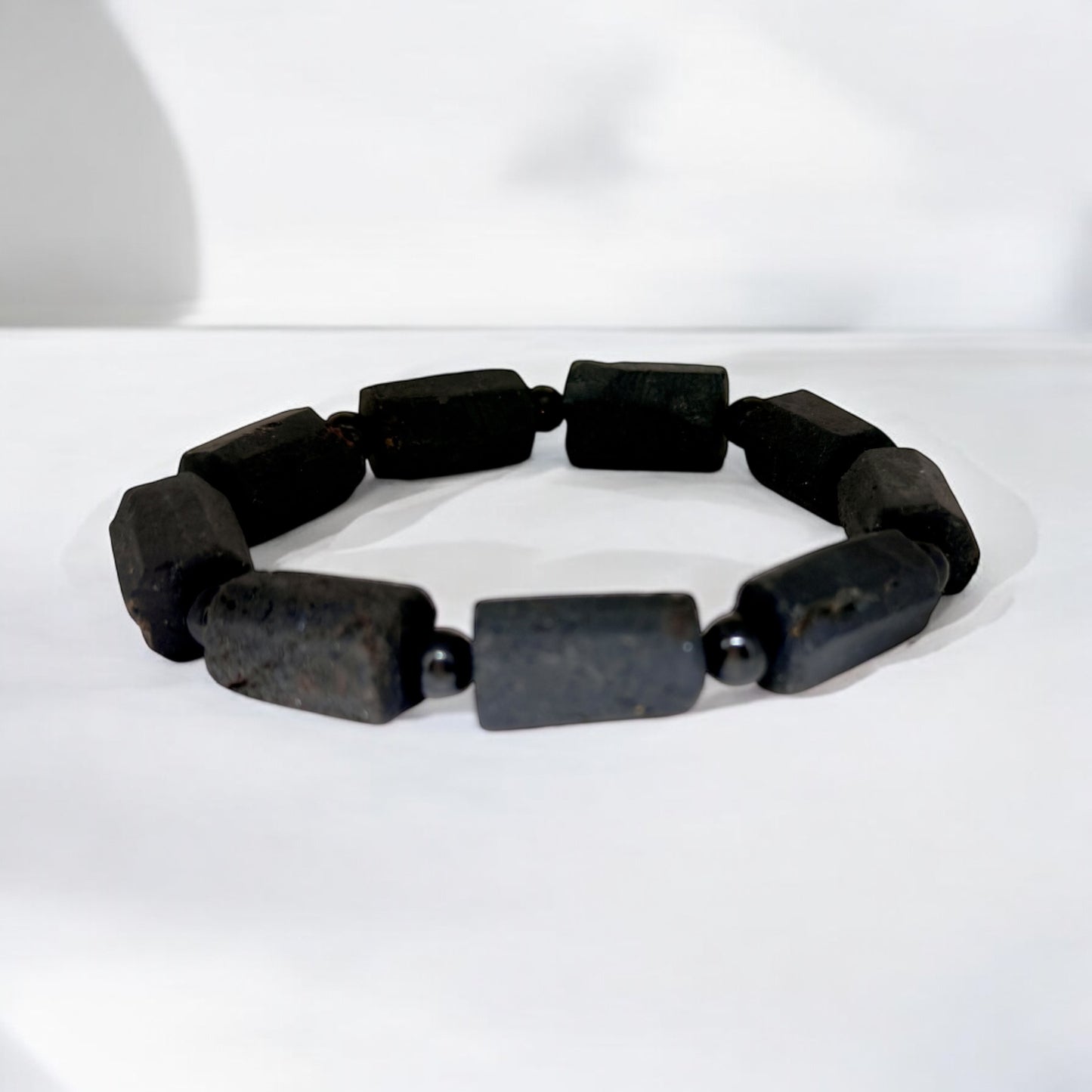 Black Tourmaline Bracelet, Dainty Adjustable Stretch Minimalist