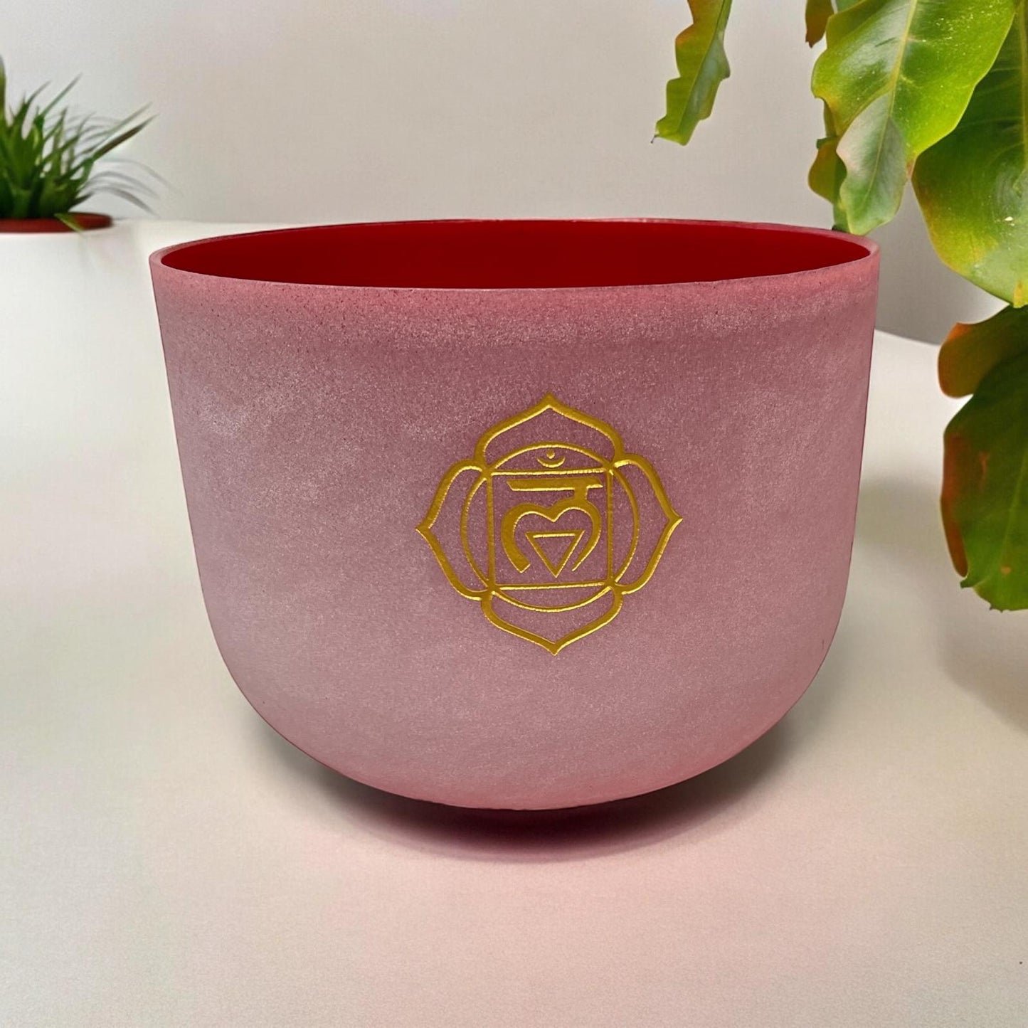 10'' Inch Quartz Crystal Singing Bowl with Engraved Chakra Symbol: Root Chakra/Will Power, Decision Making/Crystal Singing Bowl