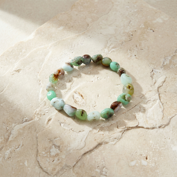 Chrysoprase 8–10 mm Tumbled Bracelet – Abundance, Heart Healing & Emotional Renewal