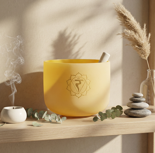 10" Quartz Crystal Singing Bowl, Solar Plexus Chakra (Regulate your Self-Esteem) Crystal Singing Bowl