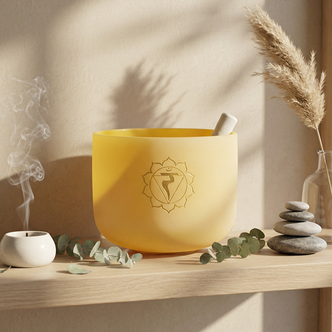 10" Quartz Crystal Singing Bowl, Solar Plexus Chakra (Regulate your Self-Esteem) Crystal Singing Bowl