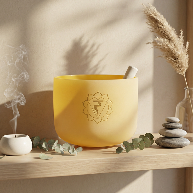 10" Quartz Crystal Singing Bowl, Solar Plexus Chakra (Regulate your Self-Esteem) Crystal Singing Bowl