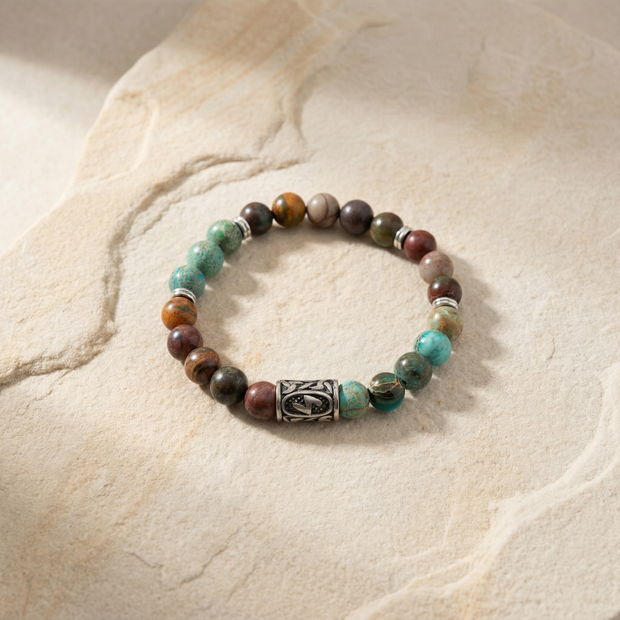 Viking Rune “Sowilo” Bracelet – Imperial Jasper & Picasso Jasper - Success, Vitality & Positive Energy