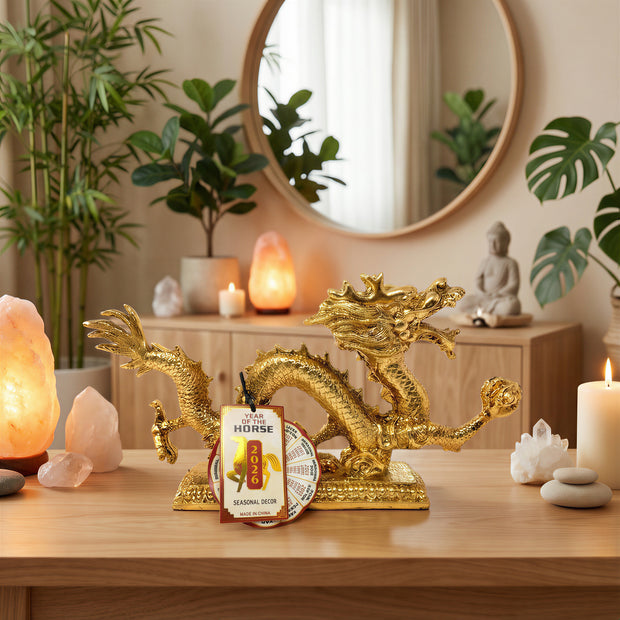 Chinese Feng Shui Golden Dragon Statue