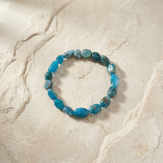 Blue Apatite 8–10 mm Bead Bracelet – Motivation, Confidence & Clear Communication