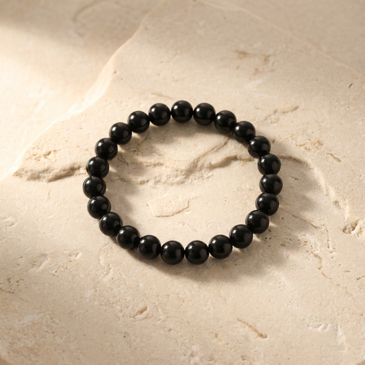 Black Onyx 8 mm Round Bead Bracelet – Protection, Strength & Grounding