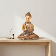 Hand Carved Wooden Buddha Statue – Meditation & Spiritual Home Decor – 11.5”