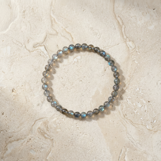 Labradorite 5–6 mm Round Bead Bracelet – Intuition, Protection & Spiritual Awakening