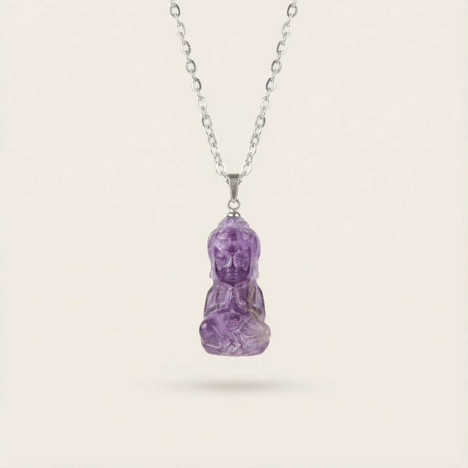 Amethyst Buddha Pendant 2 mm