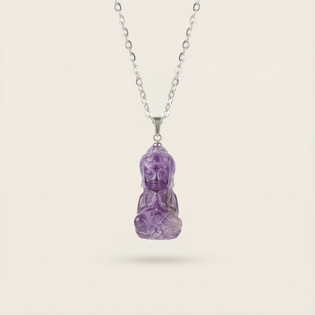 Amethyst Buddha Pendant 2 mm