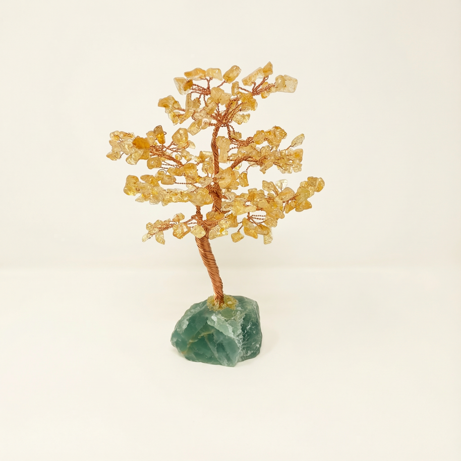 Citrine Beads Gem Tree with Fluorite Base – Abundance, Success & Positive Energy (7”)