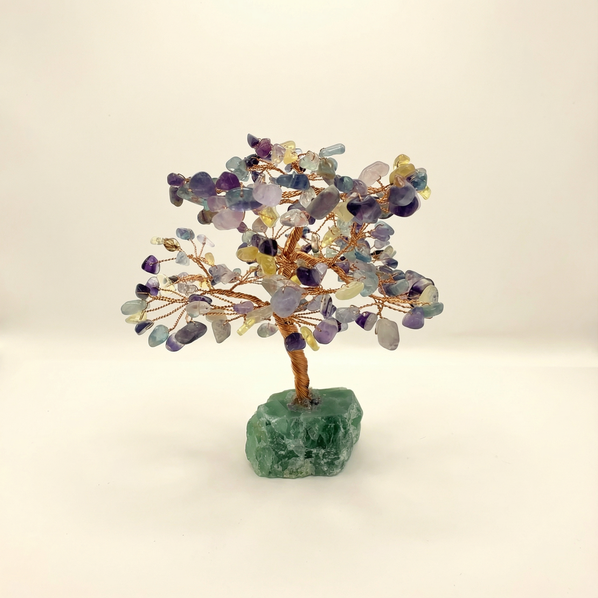 Fluorite Beads Gem Tree with Fluorite Base – Clarity, Balance & Focus Decor (7”)