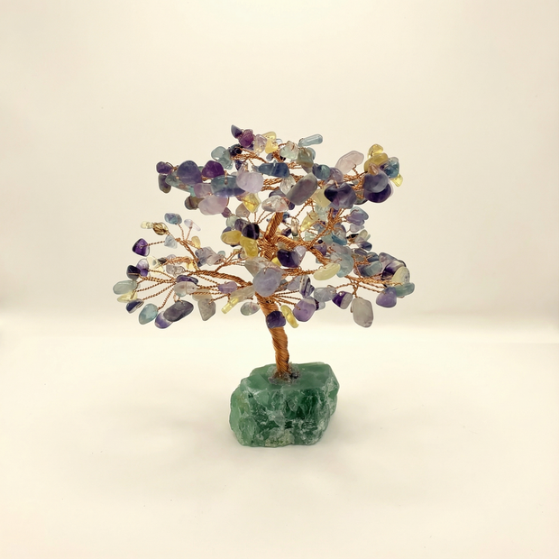 Fluorite Beads Gem Tree with Fluorite Base – Clarity, Balance & Focus Decor (7”)