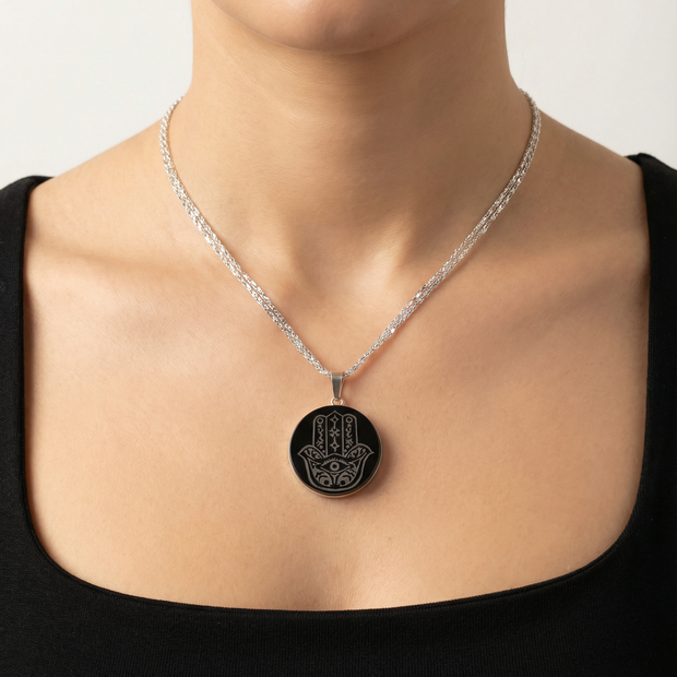 Hamsa  Pendant  Obsidian