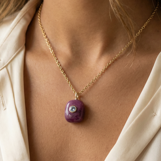 Amethyst & White Topaz Pendant Necklace