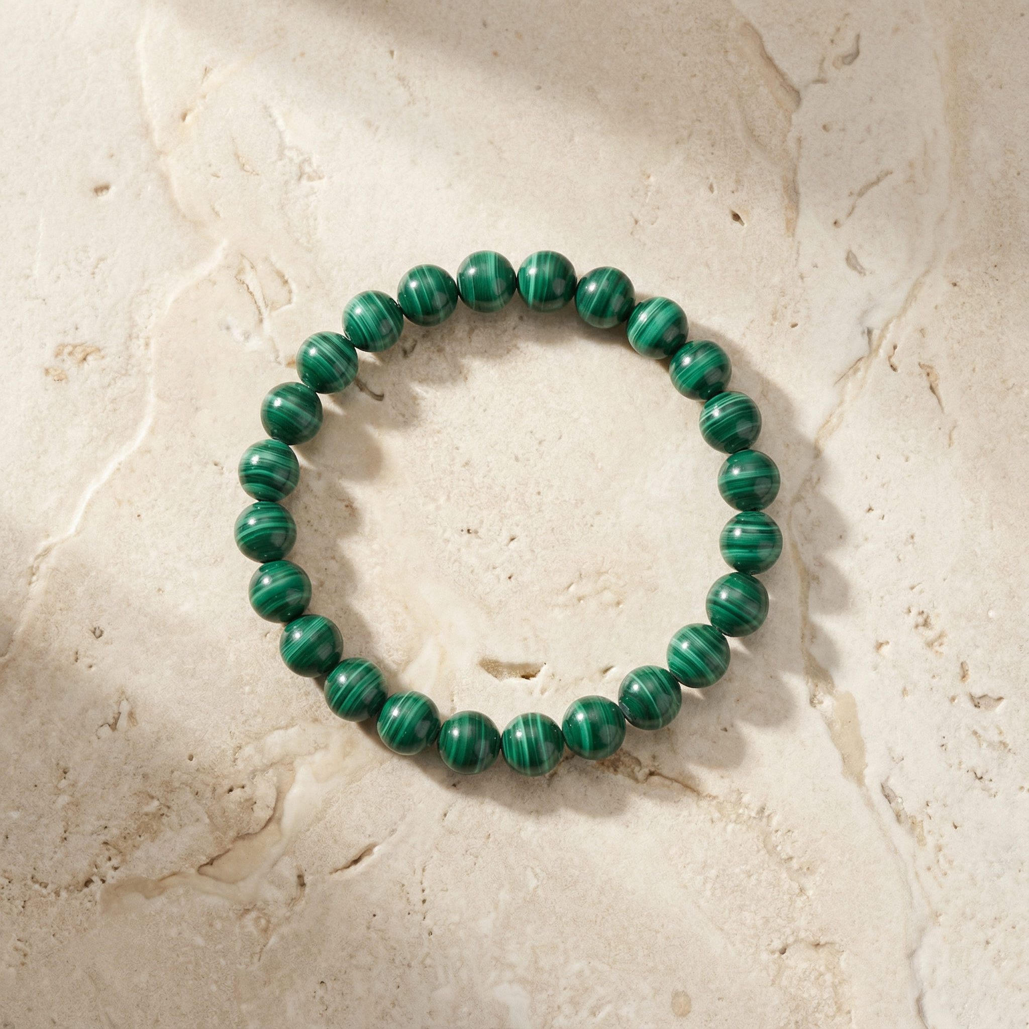 Real Malachite Bracelet 7–7.5 mm – Protection, Transformation & Wealth