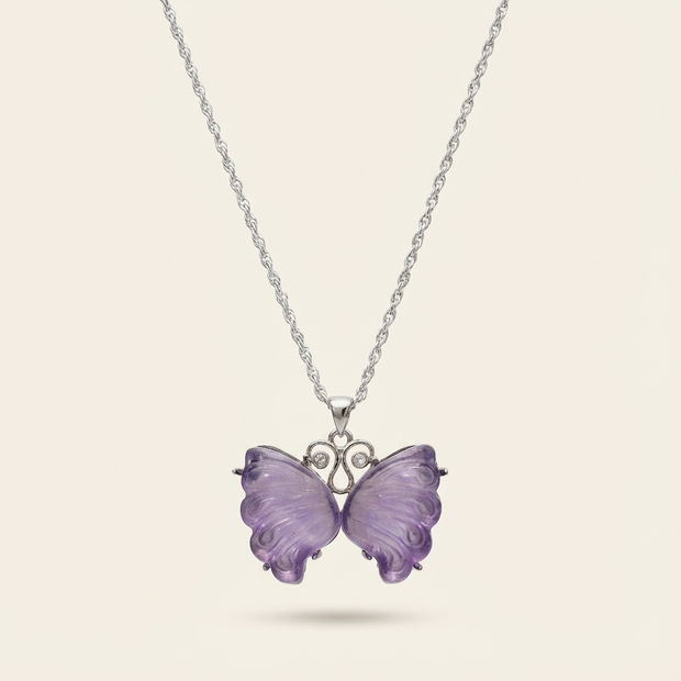 Fluorite  Butterfly Purple  Pendant