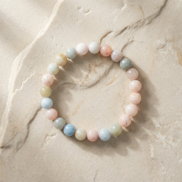Morganite 8 mm Round Bead Bracelet – Love, Compassion & Emotional Healing