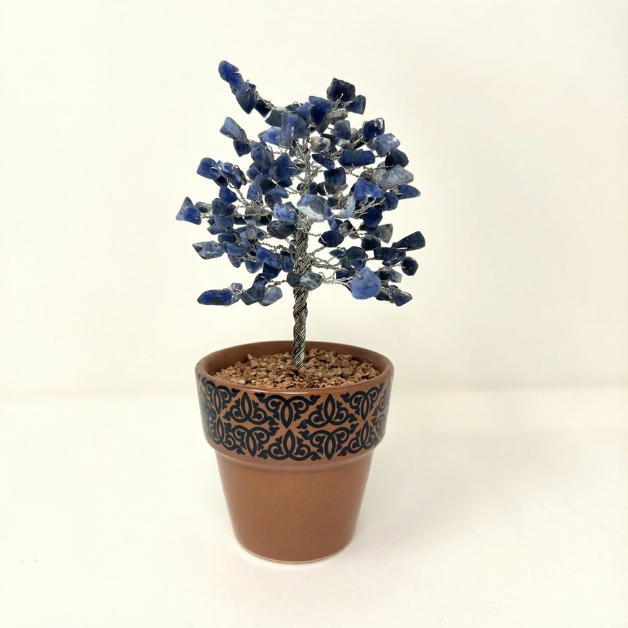 Sodalite Gem Tree with Pentacle Pot – Wisdom and Spiritual Protection