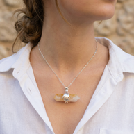 Hands Holding Chevron Citrine – Double Point Pendant