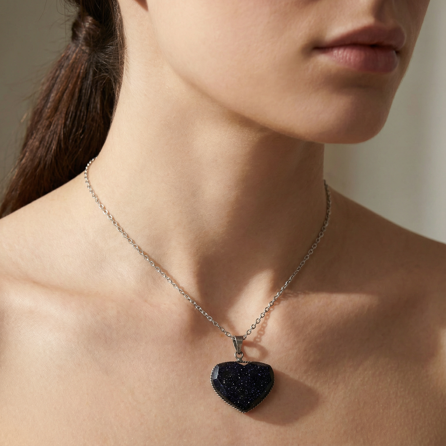 Blue Goldstone Heart