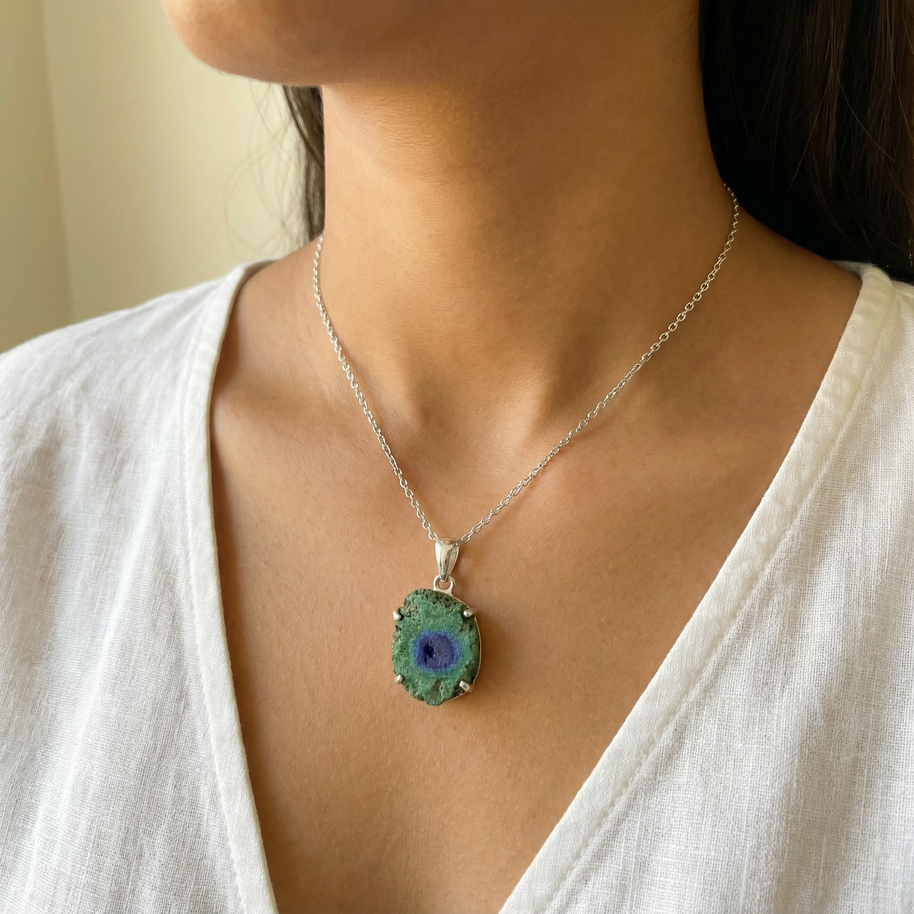 Natural Azurite & Malachite Pendant – Transformation & Healing