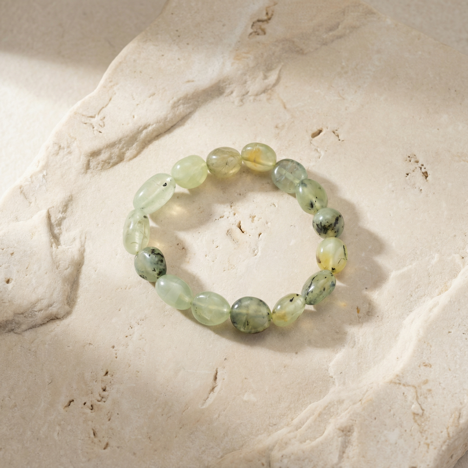 Prehnite Nugget 10 mm Bracelet – Protection, Calm & Spiritual Connection