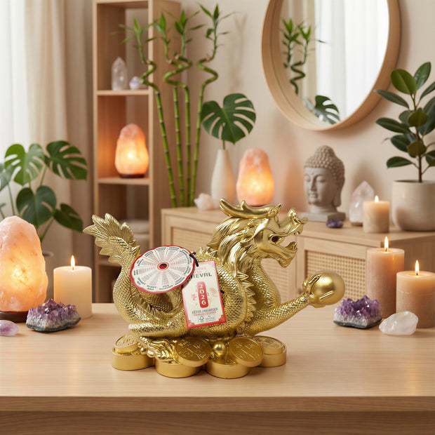Chinese Feng Shui Golden Dragon Statue