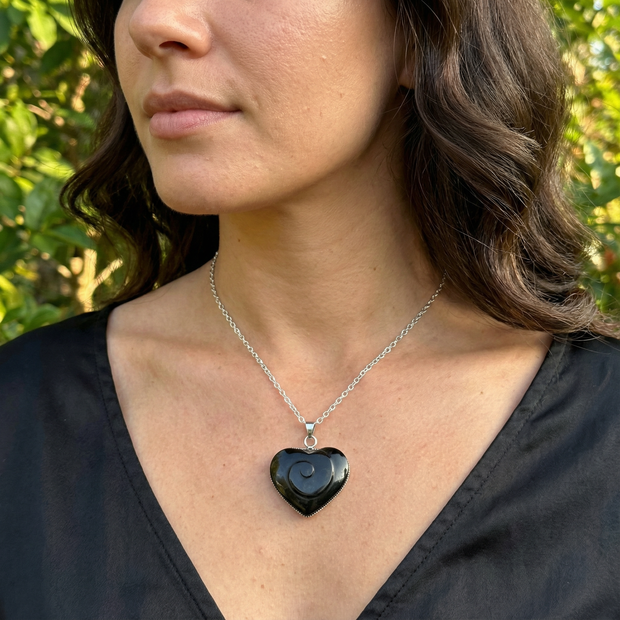 Gold Obsidian Heart  Pendant