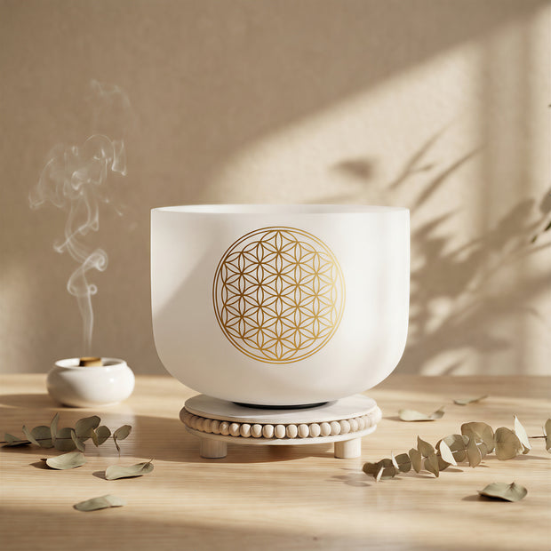 Quartz Crystal Singing Bowl "10" Flower of Life (Symbol of Harmony) Crystal Singing Bowl, Meditation Sound