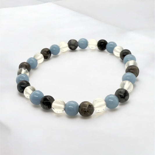 Black Labradorite & Angelite & Crystal 6mm