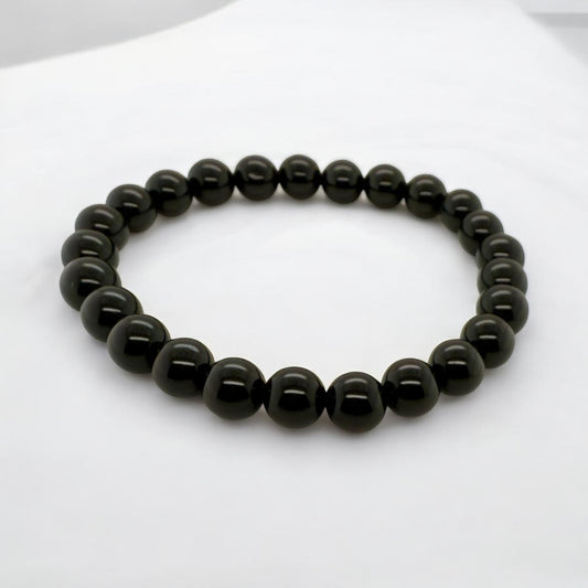 Obsidian Bracelet Stretch Fit Handmade 8mm
