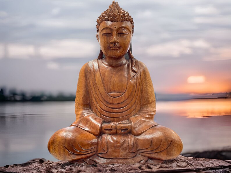 Buddha Wooden Figure (30 cm high x 22 cm wide)