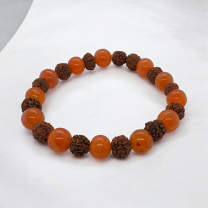 Rudraksha & Red Carnelian 8mm