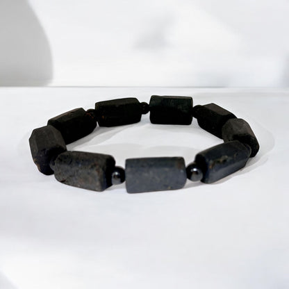Black Tourmaline Bracelet,  Dainty Adjustable Stretch Minimalist