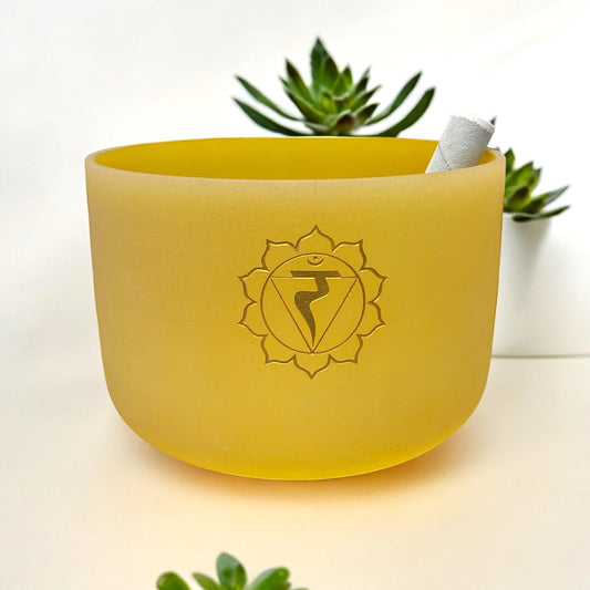 10" Quartz Crystal Singing Bowl, Solar Plexus Chakra (Regulate your Self-Esteem) Crystal Singing Bowl