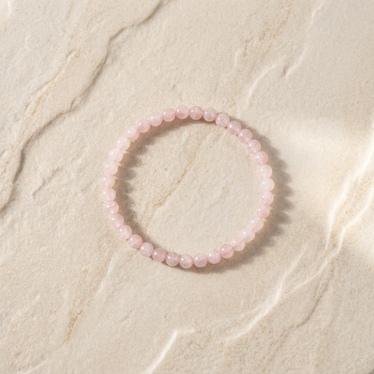 Rose Quartz 4 mm Round Bead Bracelet – Love, Healing & Emotional Balance