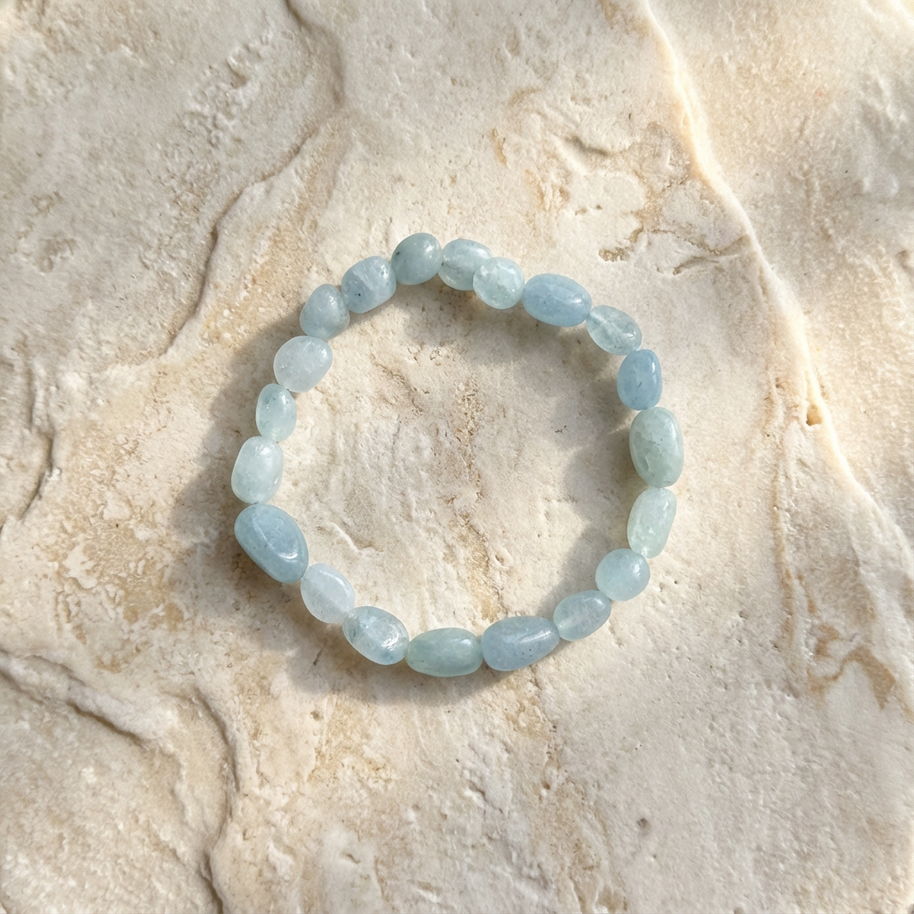 Aquamarine 8–10mm Bead – Serenity, Protection & Flow