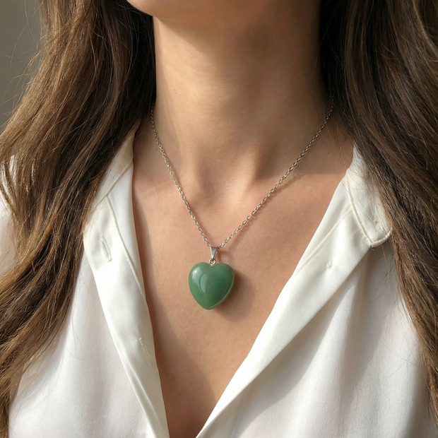 Green  Aventurine Heart  Pendant