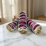 White Sage Smudge Stick with Rose Petals 4–4.5 Inches