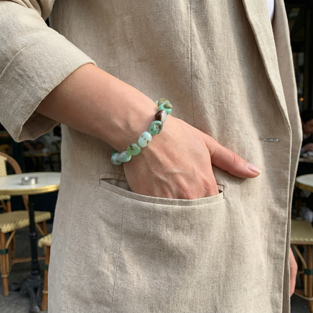 Chrysoprase 8–10 mm Tumbled Bracelet – Abundance, Heart Healing & Emotional Renewal