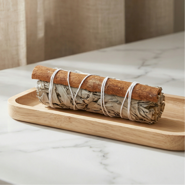 White Sage Smudge Stick with Cinnamon 4 Inches