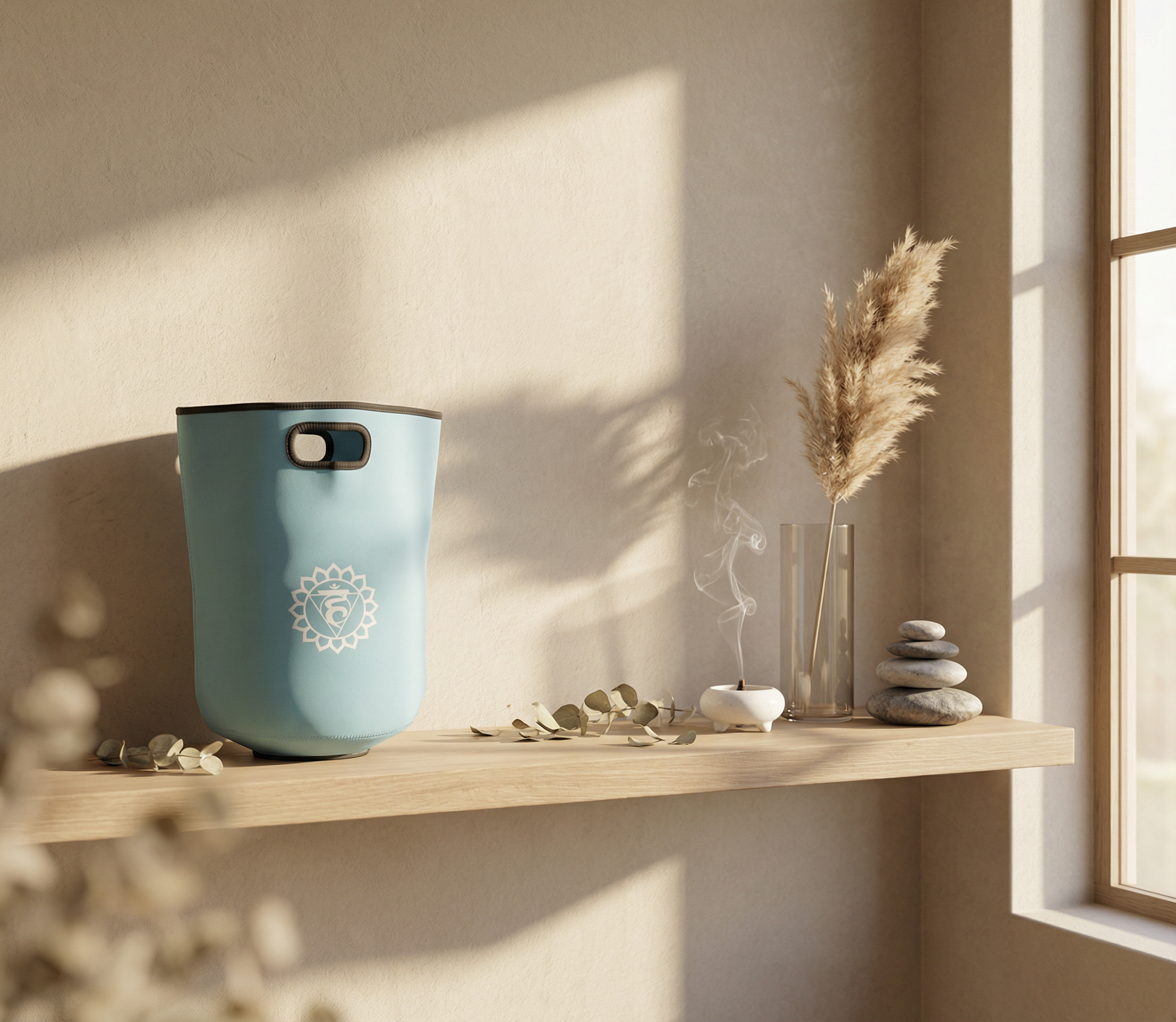 Crystal Singing Bowl with Engraved Chakra Symbol: Throat Chakra