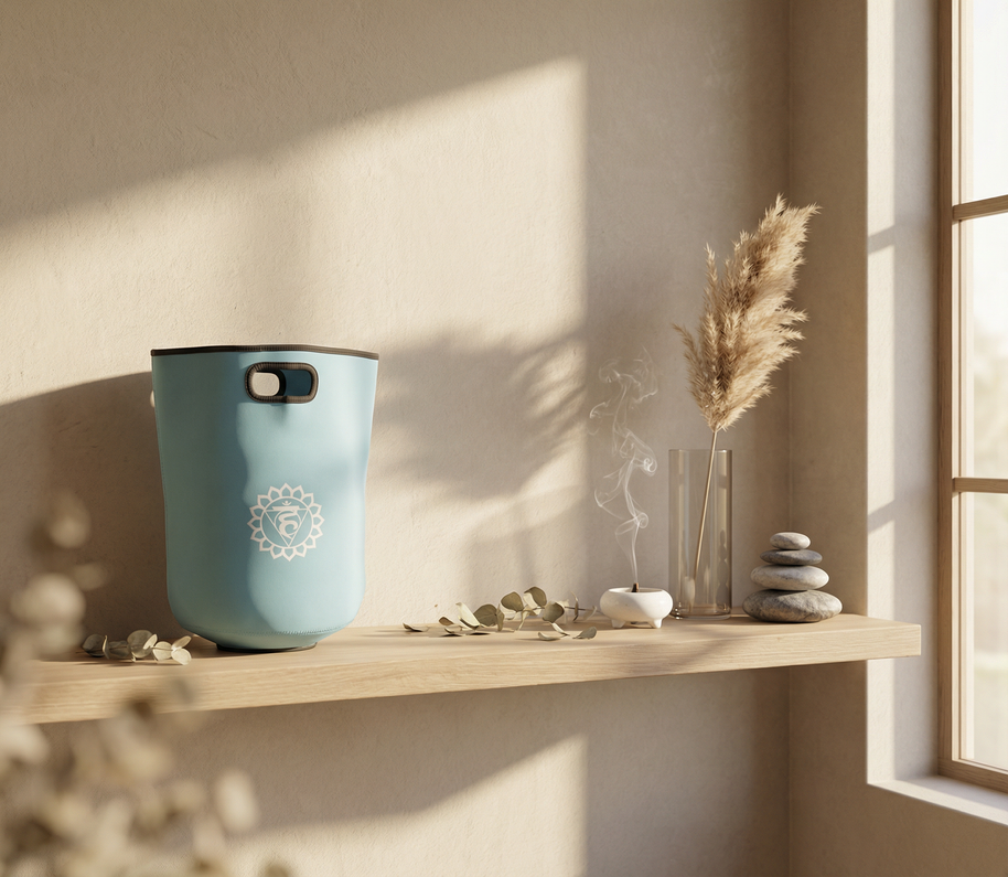 Crystal Singing Bowl with Engraved Chakra Symbol: Throat Chakra