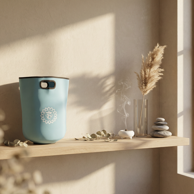 Crystal Singing Bowl with Engraved Chakra Symbol: Throat Chakra