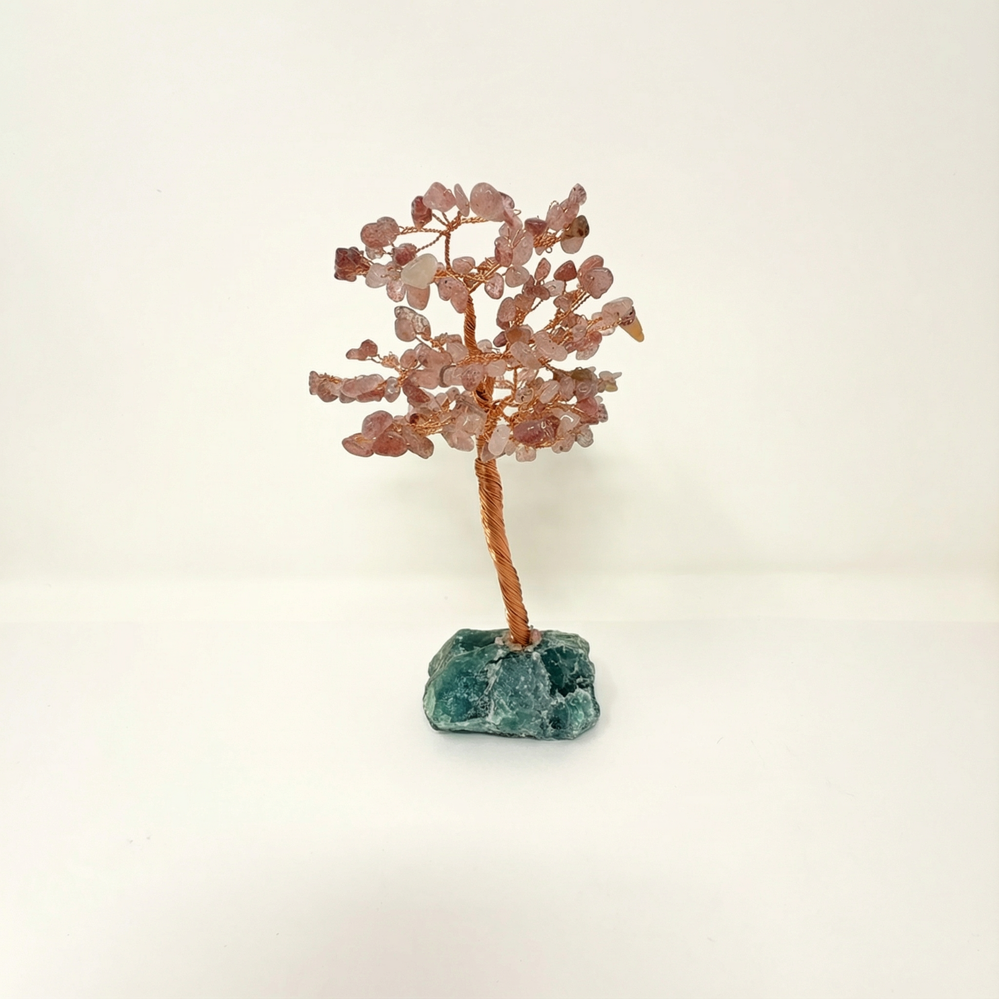 Strawberry Quartz Gem Tree with Fluorite Base – Love, Joy & Emotional Balance