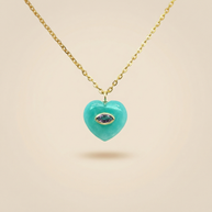 Amazonite Heart Pendant with Amethyst – Gold Plated Necklace